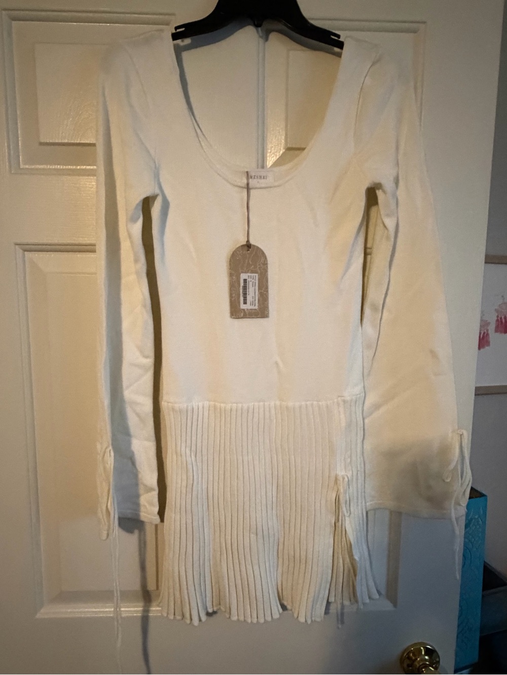 Meshki Cream Long Sleeve Mini Dress